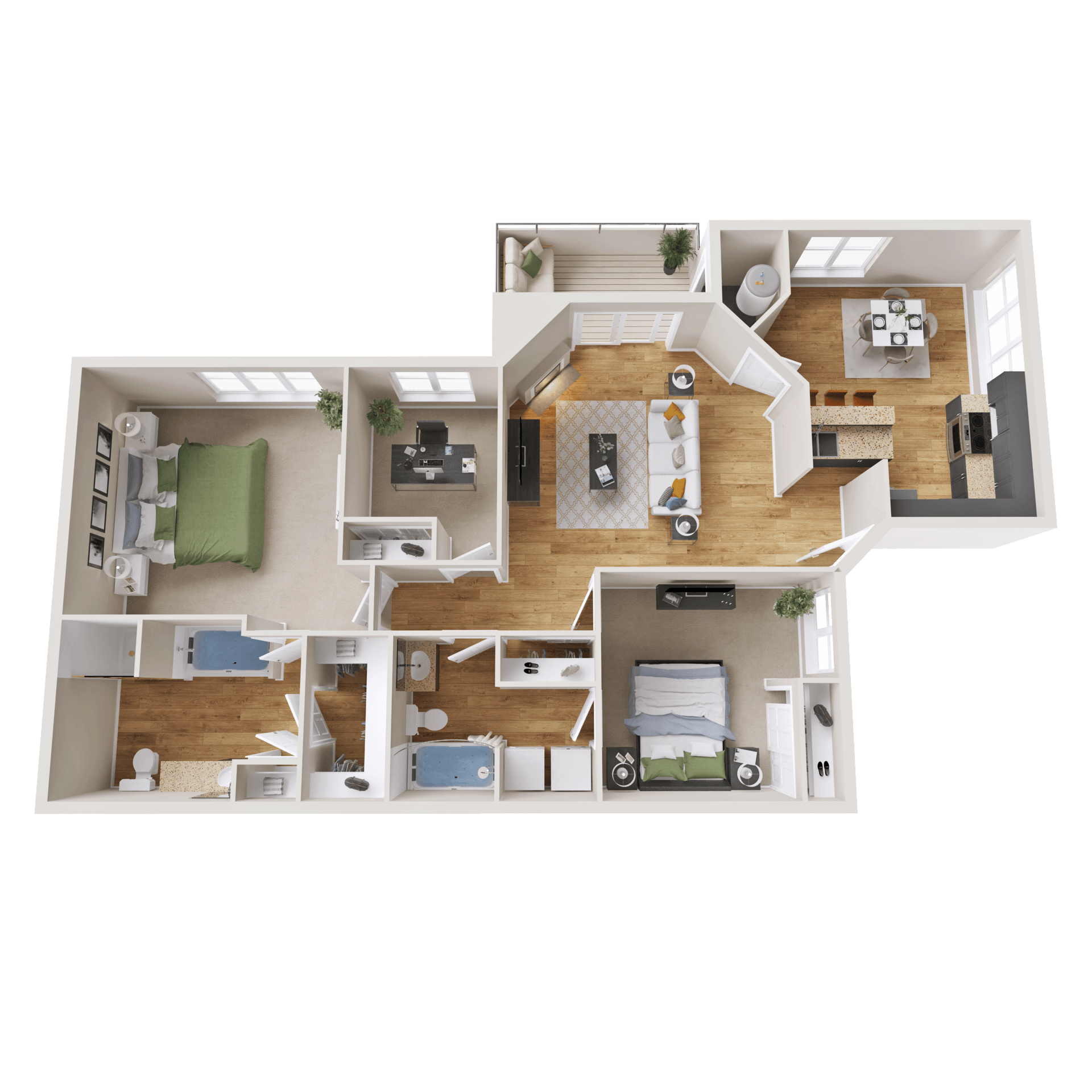 3 Bedroom 2 Bathroom Floor Plan at Crestline Cary, North Carolina