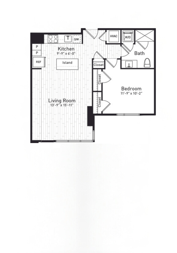 a floor plan of a home with a bedroom and a living room