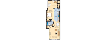1 bed 1 bath `A2 Floor Plan at The Fields of Bethesda, Maryland