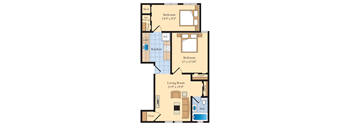 2 bed 2 bath B1 Floor Plan at The Fields of Bethesda, Chevy Chase, 20815
