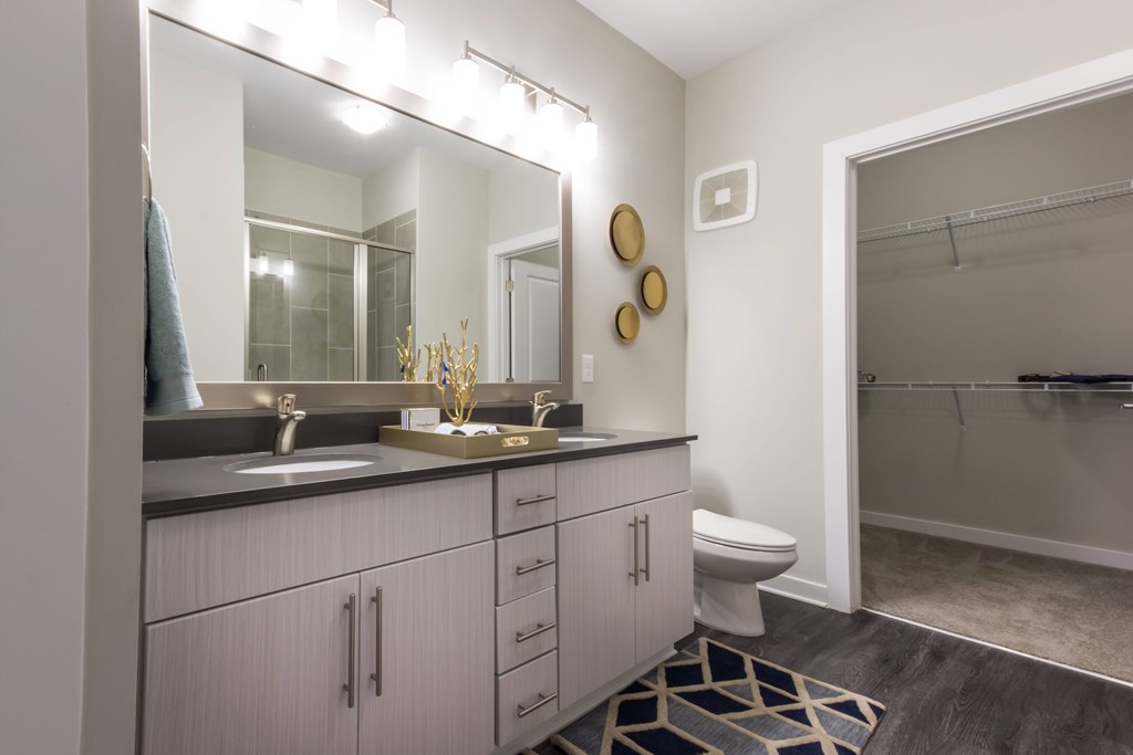 A Bathroom With Attach Closet at The Aster Apartments, North Carolina, 27519