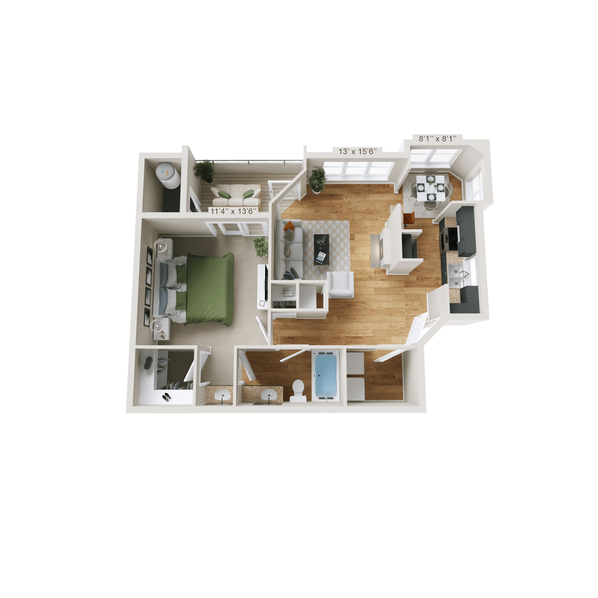 1 Bedroom 1 Bathroom Floor Plan at Crestline Cary, Cary, NC