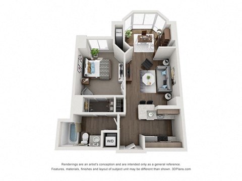 a 1 bedroom floor plan  summit  460 sq ft at Lincoln Old Town, Alexandria