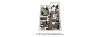 a stylized floor plan with a bedroom and living room at Lincoln Old Town, Virginia