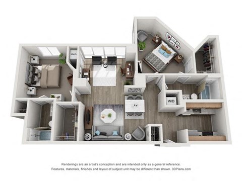 2 bedroom floor plan  the crossings at white marsh apartments at Lincoln Old Town, Alexandria, 22314