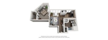 a stylized floor plan with a bedroom and a living room at Lincoln Old Town, Alexandria, 22314