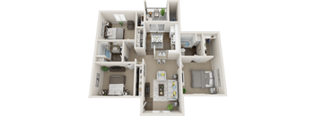 3 Bed 2 Bath Floor Plan at West Park Apartments, New Mexico