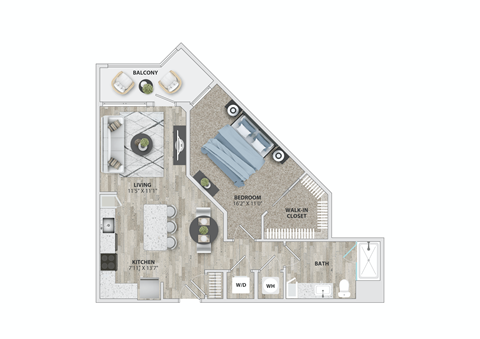 1 bed 1 bath A3.2 floor plan at Metropolitan at the Riverwalk, Wilmington, 28401