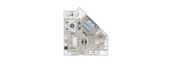 1 bed 1 bath A3 floor plan at Metropolitan at the Riverwalk, Wilmington, NC 28401