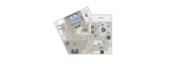 1 bed 1 bath A5 floor plan at Metropolitan at the Riverwalk, Wilmington