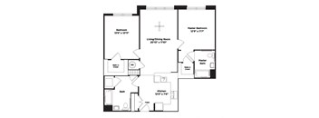 2 bed 2 bath B7b Floor Plan at 800 Carlyle, Alexandria, VA