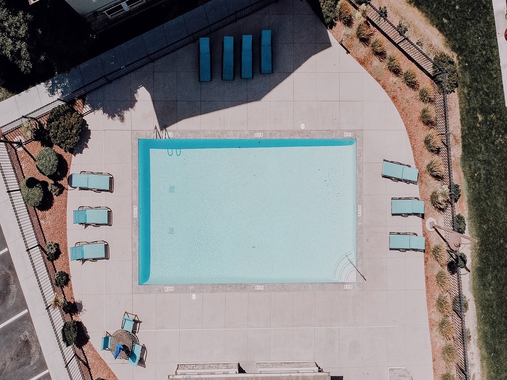 Arial view of pool at Florentine Villas, Midvale, UT 84047