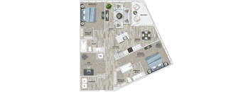 2 bed 2 bath B6 Floor Plan at Metropolitan at the Riverwalk, Wilmington North Carolina