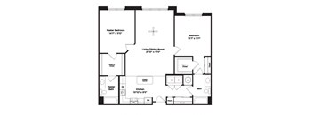 2 bed 2 bath B15b Floor Plan at 800 Carlyle, Alexandria