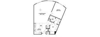 1 bed 1 bath A12a Floor Plan at 800 Carlyle, Virginia