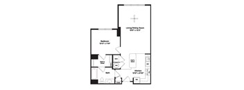 1 bed 1 bath A2a Floor Plan at 800 Carlyle, Alexandria, VA