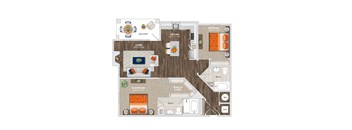 2 Bed 2 Bath Garda Floor Plan at Trelago Apartments, Florida