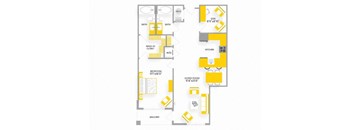 C2 Floor Plan 1 Bed 2 Bath at Garfield Park, Arlington, 22201