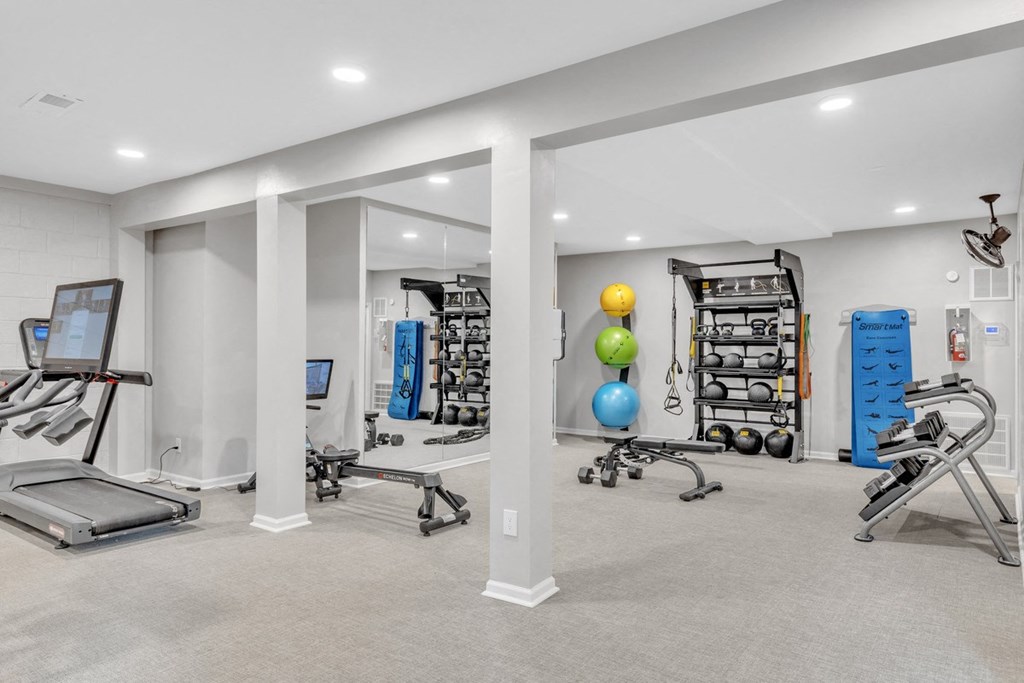 the gym at the landing at pullman apartments in pullman  at Brampton Moors, Cary, North Carolina