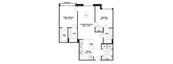 2 bed 2 bath B2b Floor Plan at 800 Carlyle, Alexandria, Virginia