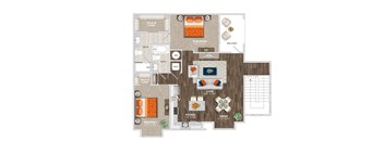 2 Bed 2 Bath Minneola Floor Plan at Trelago Apartments, Florida