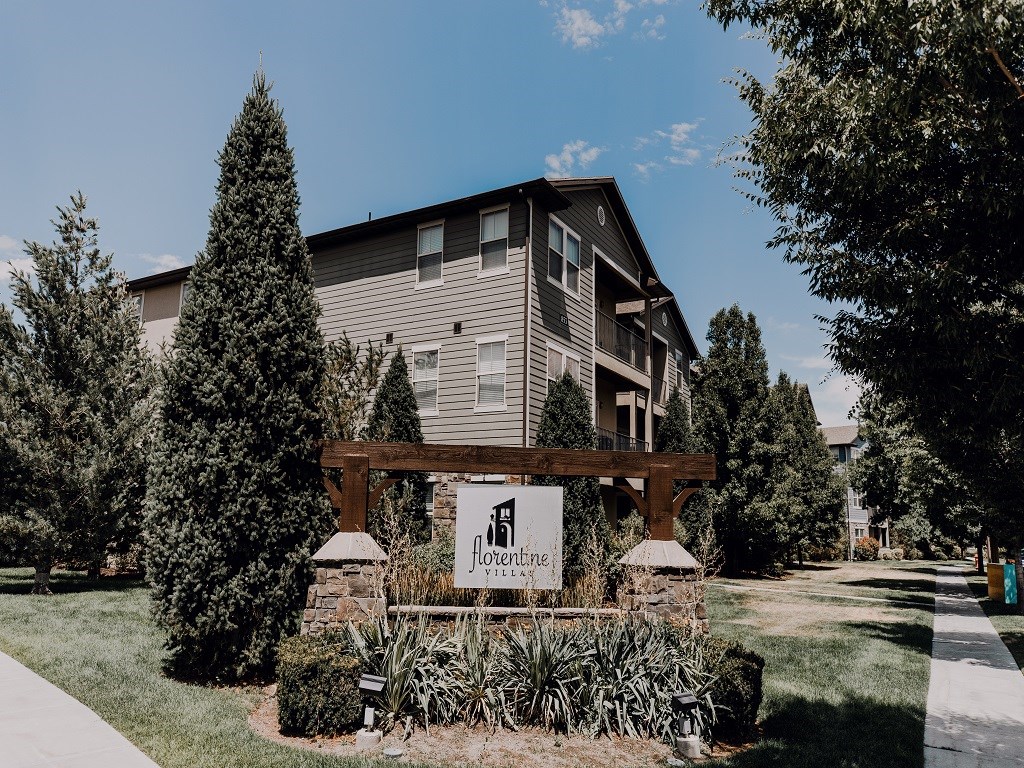 Monument sign at Florentine Villas, Midvale, UT