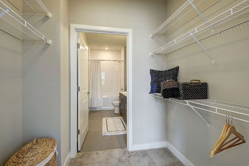 Walk in closet in unit at Highgate at The Mile in McLean, Virginia 22102