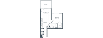 a floor plan of a bedroom apartment at Highgate at the Mile, McLean Virginia