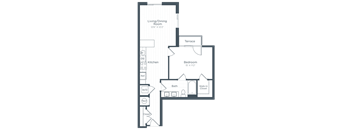 a floor plan of a bedroom apartment at Highgate at the Mile, Virginia, 22102
