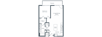 a floor plan of a bedroom apartment at Highgate at the Mile, McLean, VA 22102