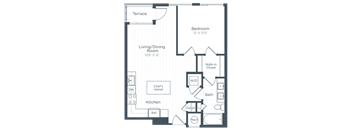 a floor plan of a bedroom apartment at Highgate at the Mile, McLean, 22102