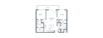 a floor plan of a bedroom apartment at Highgate at the Mile, McLean, VA 22102
