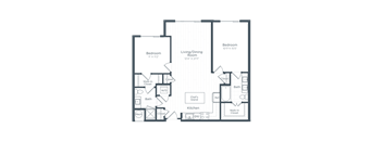 a floor plan of a bedroom apartment at Highgate at the Mile, McLean, 22102