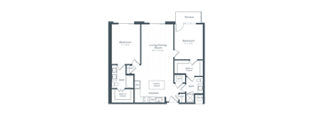 a floor plan of a bedroom apartment at Highgate at the Mile, McLean Virginia