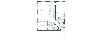 a floor plan of a bedroom apartment at Highgate at the Mile, Virginia