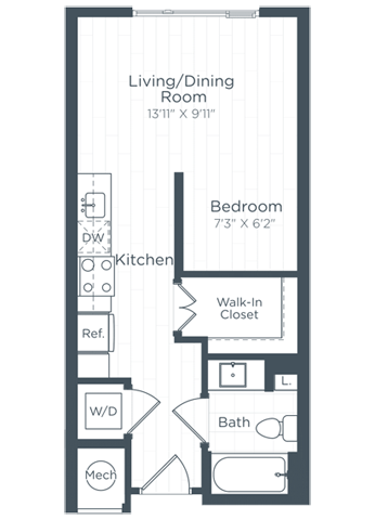 a floor plan of a bedroom apartment at Highgate at the Mile, Virginia