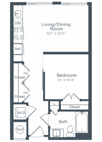 a floor plan of a bedroom apartment at Highgate at the Mile, Virginia, 22102