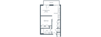 a floor plan of a bedroom apartment at Highgate at the Mile, McLean, VA 22102
