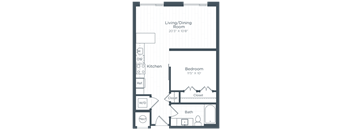 a floor plan of a bedroom apartment at Highgate at the Mile, McLean