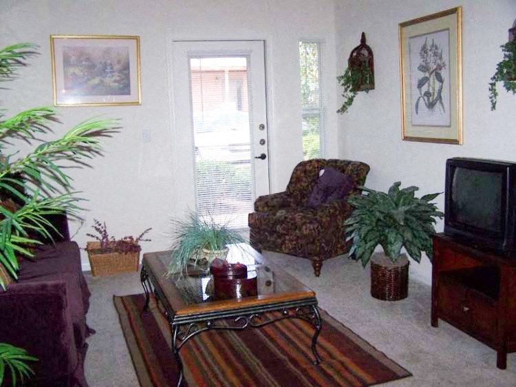 a living room with a couch and a tv