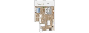 A10A Floor Plan at Hawkins Press Apartments, Charlotte, 28203