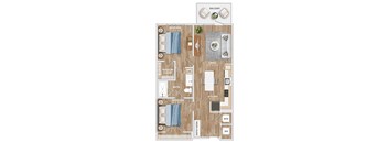 A15D Floor Plan at Hawkins Press Apartments, Charlotte, NC, 28203