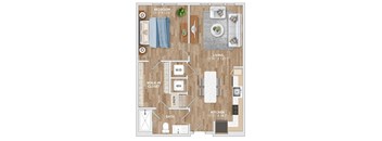 A7A Floor Plan at Hawkins Press Apartments, North Carolina, 28203
