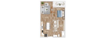 A8A Floor Plan at Hawkins Press Apartments, Charlotte, NC, 28203