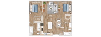 B1B Floor Plan at Hawkins Press Apartments, Charlotte