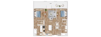 B2B Floor Plan at Hawkins Press Apartments, Charlotte, NC, 28203
