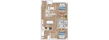B3B Floor Plan at Hawkins Press Apartments, North Carolina