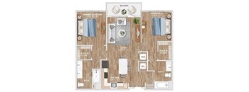 B4B Floor Plan at Hawkins Press Apartments, Charlotte, NC