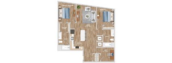 B7D Floor Plan at Hawkins Press Apartments, North Carolina, 28203