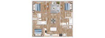 C1A Floor Plan at Hawkins Press Apartments, Charlotte, 28203
